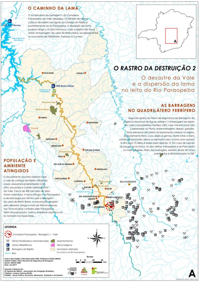 Mapa O Caminho da Lama em Brumadinho (MG)